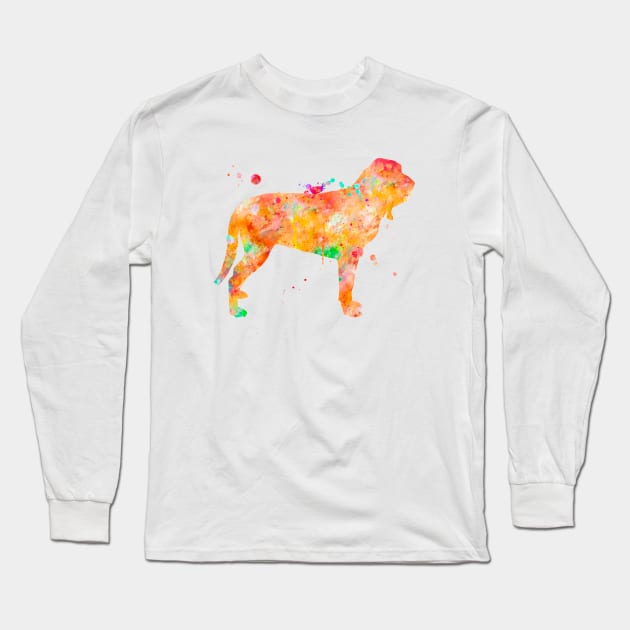 Bloodhound Dog Watercolor Painting Long Sleeve T-Shirt by Miao Miao Design